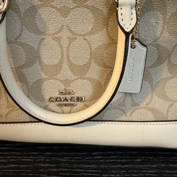 Coach Beige/White Signature Coated Canvas and Leather Sierra Satchel - Picture 5 of 14